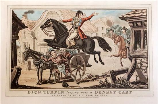 J.L. Markes, Publ., a set of four coloured engravings, Scenes from the Life of Dick Turpin 9.25 x 13.5in.